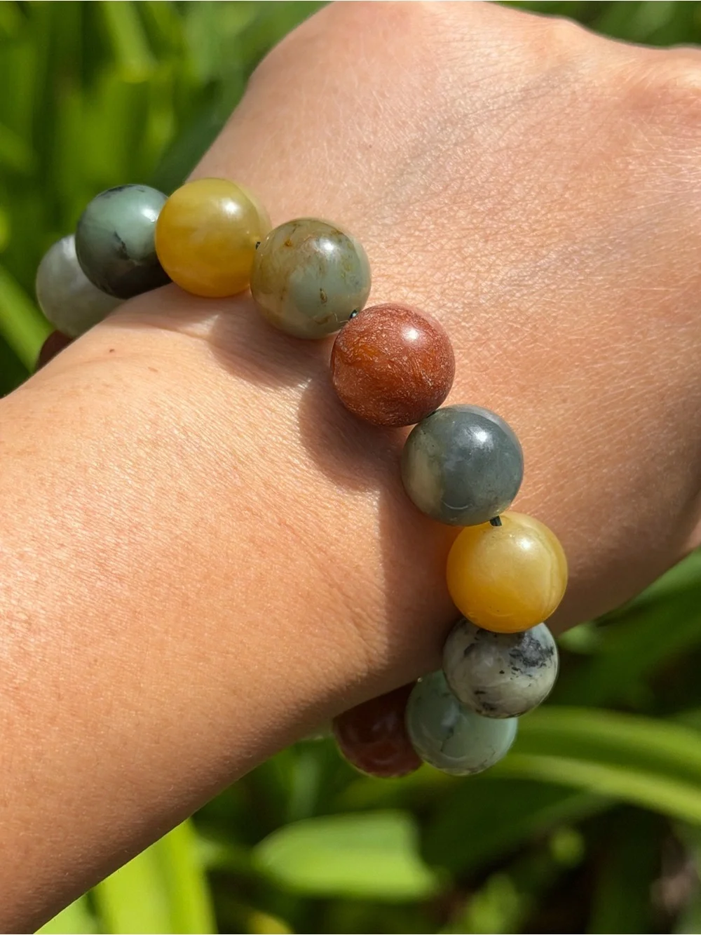 14mm stretchable multicolor Xiuyu jade bracelet 2323